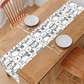 Black And White Snowman Pattern Print Table Runner