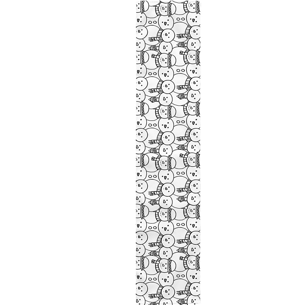 Black And White Snowman Pattern Print Table Runner