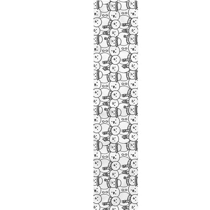 Black And White Snowman Pattern Print Table Runner