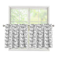 Black And White Snowman Pattern Print Tier Curtains