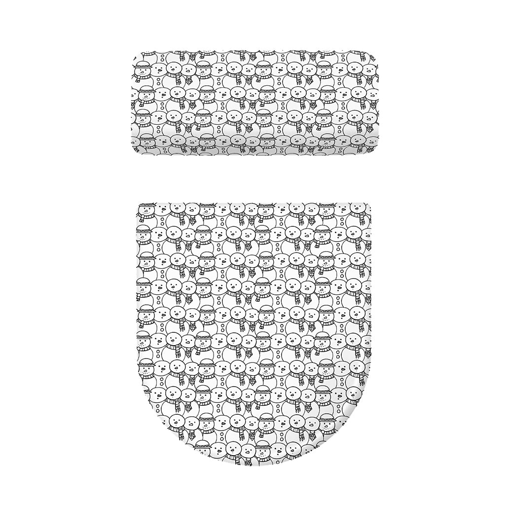 Black And White Snowman Pattern Print Toilet Lid And Tank Cover Set