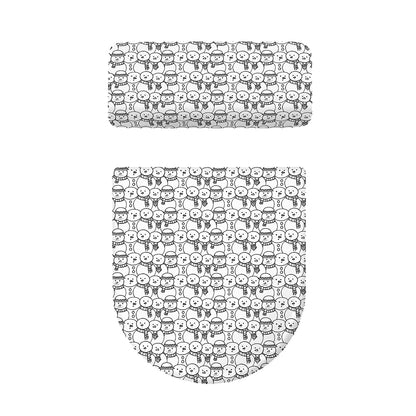 Black And White Snowman Pattern Print Toilet Lid And Tank Cover Set