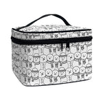 Black And White Snowman Pattern Print Travel Makeup Bag
