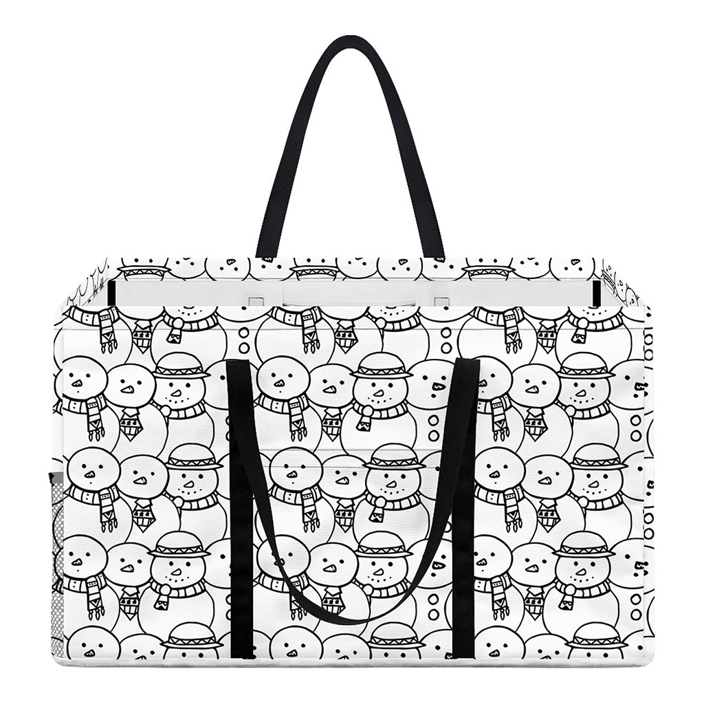 Black And White Snowman Pattern Print Utility Tote Bag