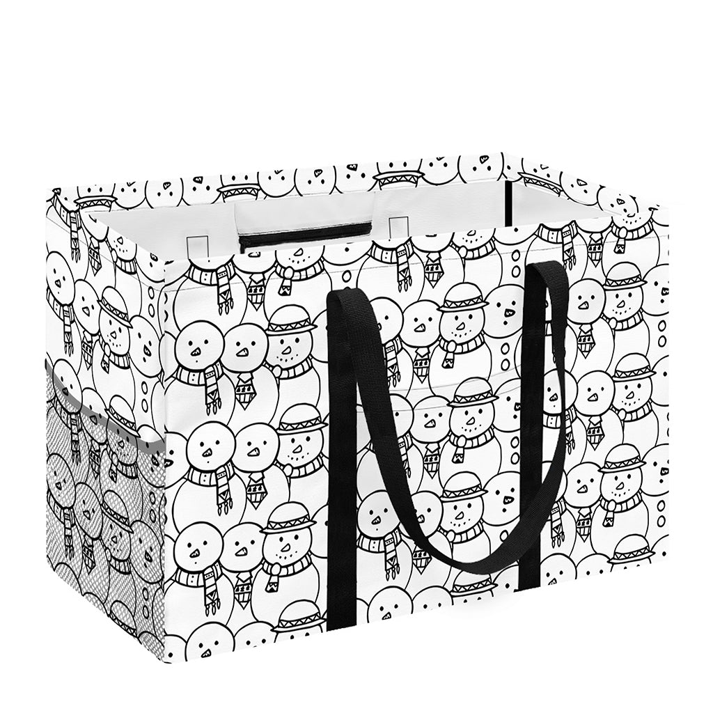 Black And White Snowman Pattern Print Utility Tote Bag