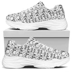 Black And White Snowman Pattern Print White Chunky Shoes