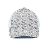 Black And White Snowman Pattern Print White Mesh Trucker Cap