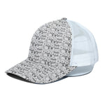 Black And White Snowman Pattern Print White Mesh Trucker Cap