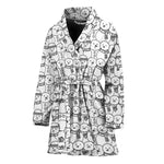 Black And White Snowman Pattern Print Women's Bathrobe