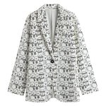 Black And White Snowman Pattern Print Women's Blazer