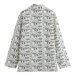 Black And White Snowman Pattern Print Women's Blazer