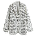 Black And White Snowman Pattern Print Women's Cotton Blazer