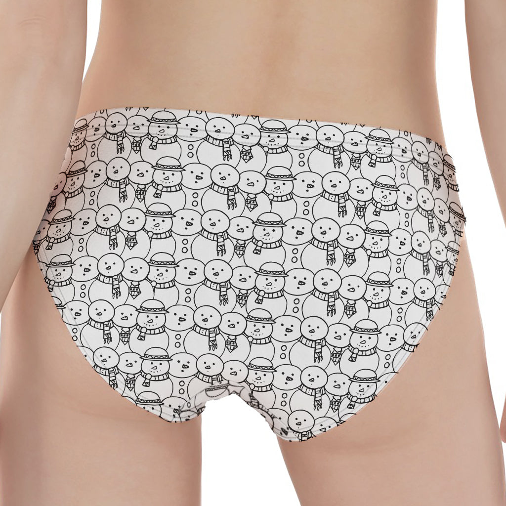 Black And White Snowman Pattern Print Women's Panties
