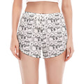 Black And White Snowman Pattern Print Women's Split Running Shorts