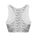 Black And White Snowman Pattern Print Women's Sports Bra