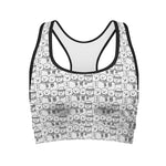 Black And White Snowman Pattern Print Women's Sports Bra