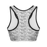Black And White Snowman Pattern Print Women's Sports Bra