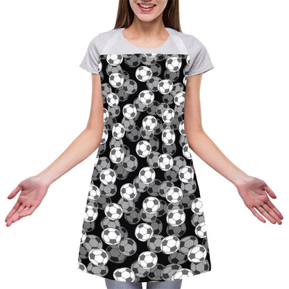 Black And White Soccer Ball Print Adjustable Apron
