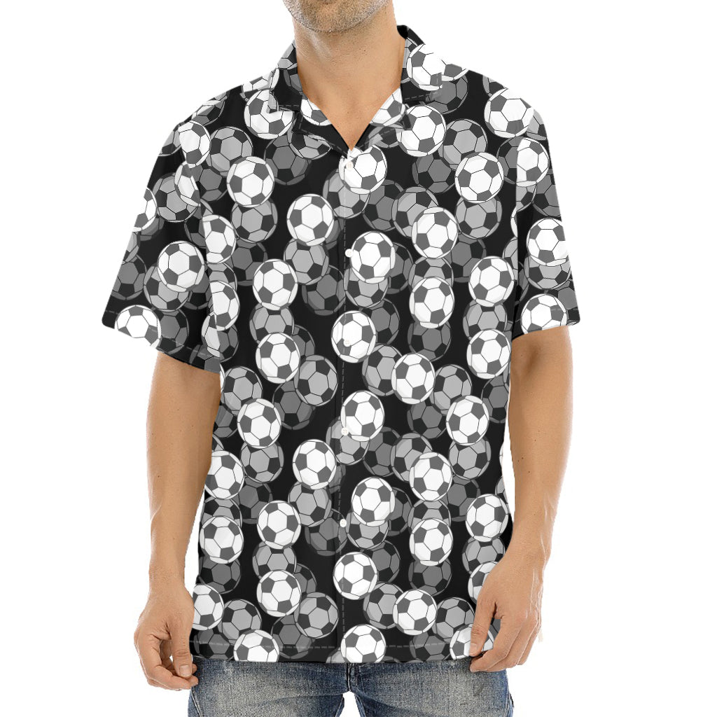 Black And White Soccer Ball Print Aloha Shirt