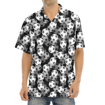 Black And White Soccer Ball Print Aloha Shirt