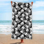 Black And White Soccer Ball Print Beach Towel