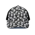 Black And White Soccer Ball Print Black Mesh Trucker Hat