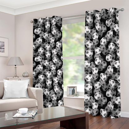 Black And White Soccer Ball Print Blackout Grommet Curtains