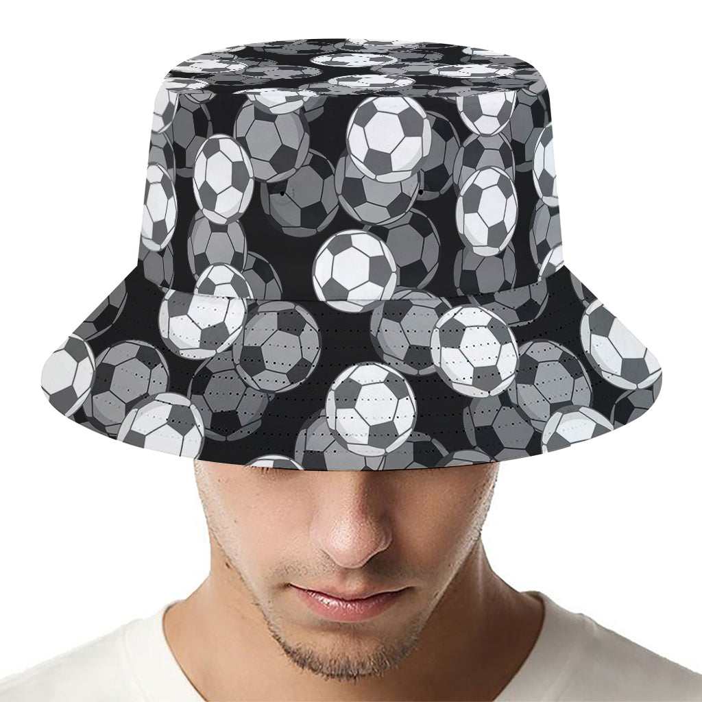 Black And White Soccer Ball Print Bucket Hat