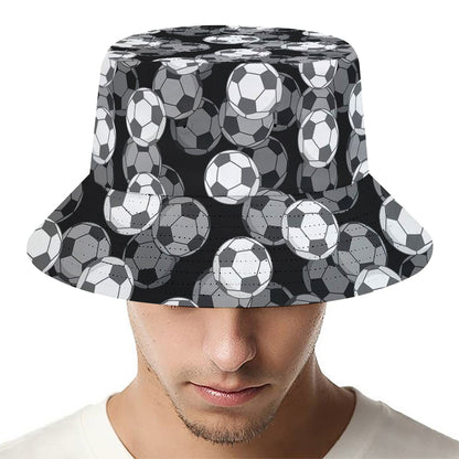 Black And White Soccer Ball Print Bucket Hat