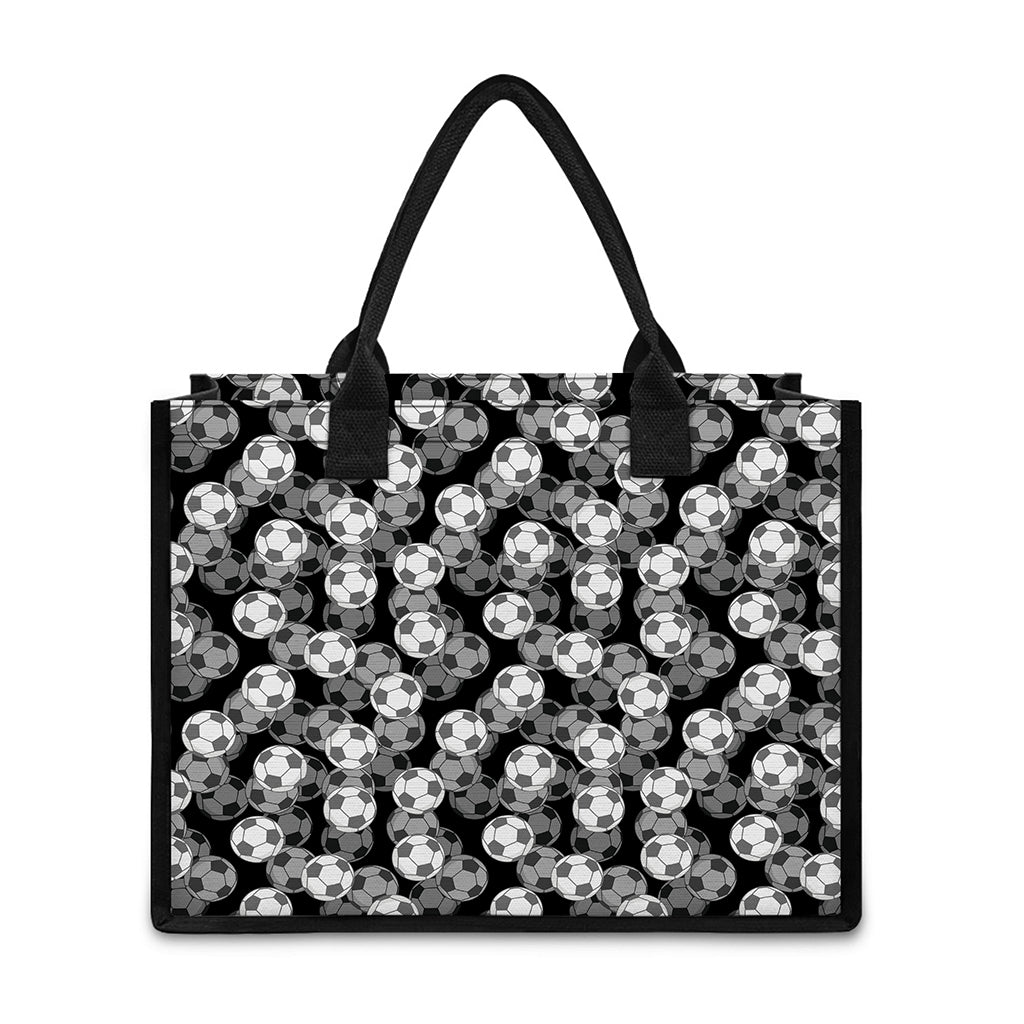 Black And White Soccer Ball Print Canvas Tote Bag