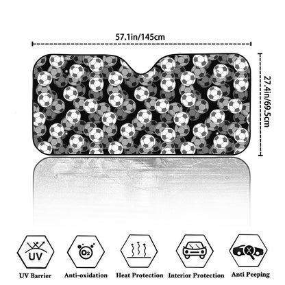 Black And White Soccer Ball Print Car Windshield Sun Shade