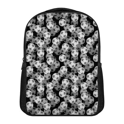 Black And White Soccer Ball Print Casual Backpack