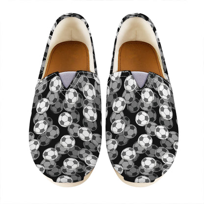 Black And White Soccer Ball Print Casual Shoes