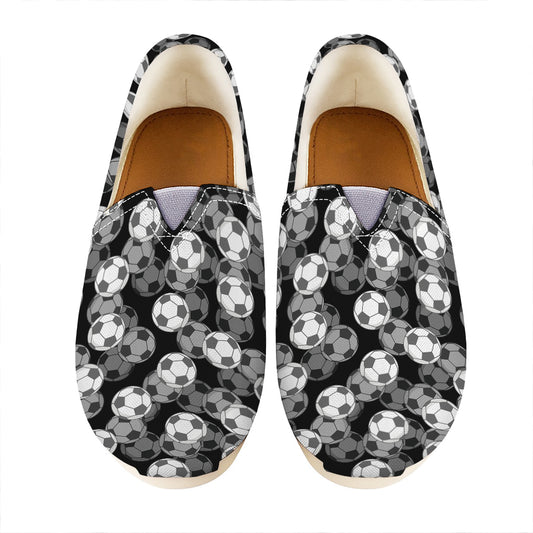 Black And White Soccer Ball Print Casual Shoes