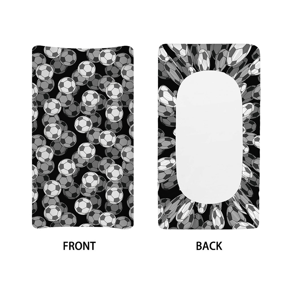 Black And White Soccer Ball Print Changing Pad Cover