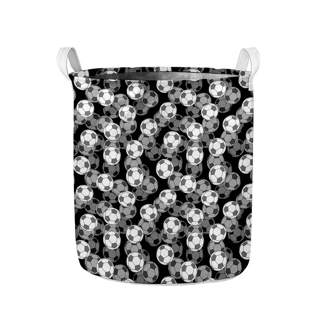 Black And White Soccer Ball Print Collapsible Laundry Basket