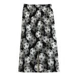 Black And White Soccer Ball Print Cotton Front Slit Maxi Skirt