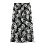 Black And White Soccer Ball Print Cotton Front Slit Maxi Skirt