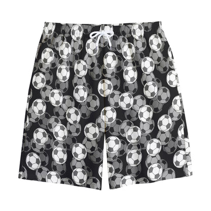 Black And White Soccer Ball Print Cotton Shorts