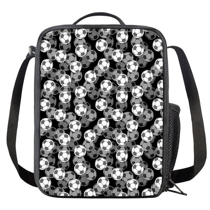 Black And White Soccer Ball Print Crossbody Lunch Bag