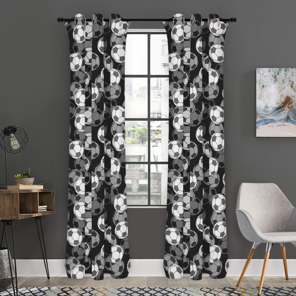 Black And White Soccer Ball Print Curtain