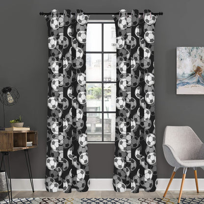 Black And White Soccer Ball Print Curtain