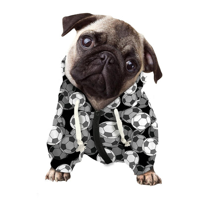 Black And White Soccer Ball Print Dog Zip Up Hoodie