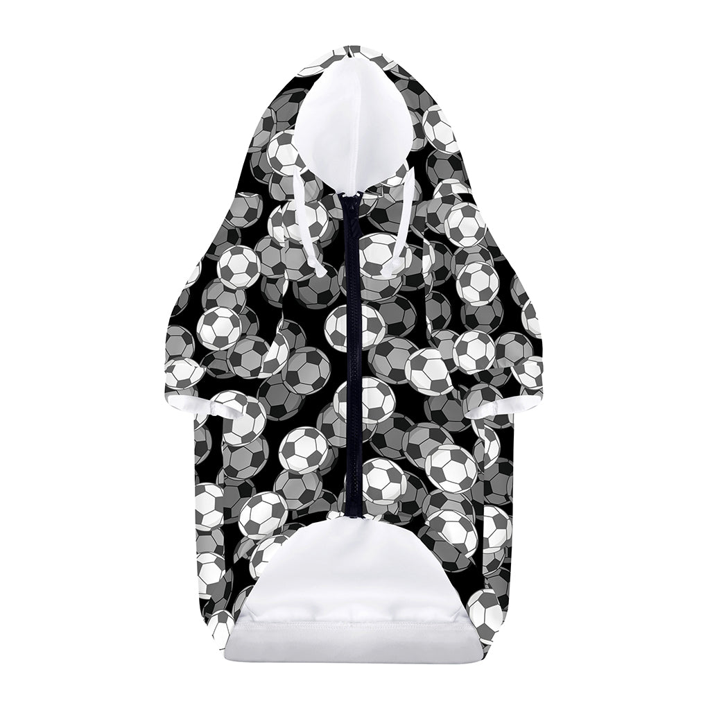 Black And White Soccer Ball Print Dog Zip Up Hoodie