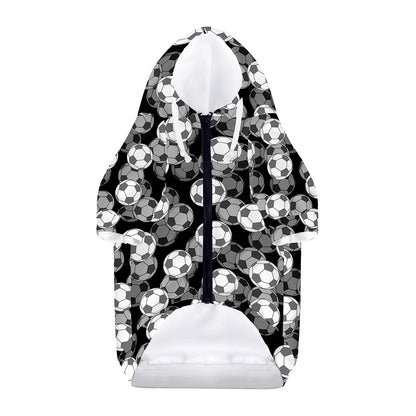 Black And White Soccer Ball Print Dog Zip Up Hoodie