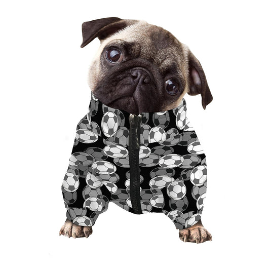 Black And White Soccer Ball Print Dog Zip Up Jacket