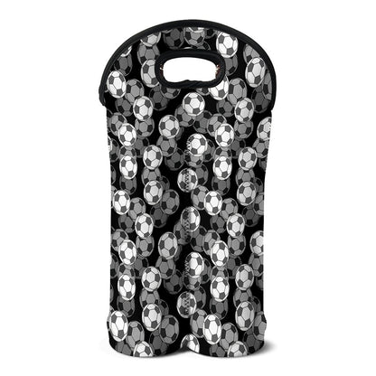 Black And White Soccer Ball Print Double Neoprene Wine Tote