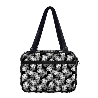 Black And White Soccer Ball Print Double Strap Bible Bag