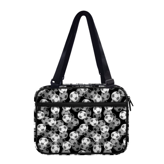 Black And White Soccer Ball Print Double Strap Bible Bag