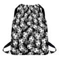 Black And White Soccer Ball Print Drawstring Backpack